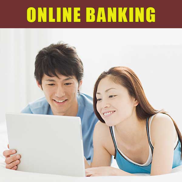 Young couple reviewing their account online.