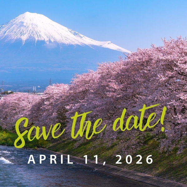 2026 Annual Meting notification with Sakura trees fully blossomed.