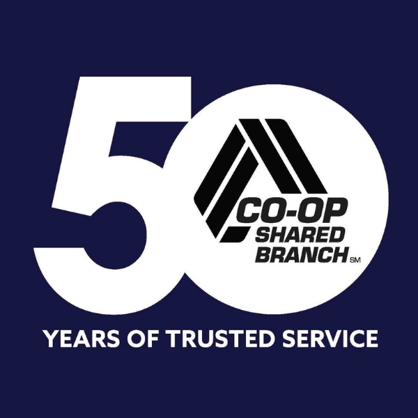 50 year anniversary of shared branching logo